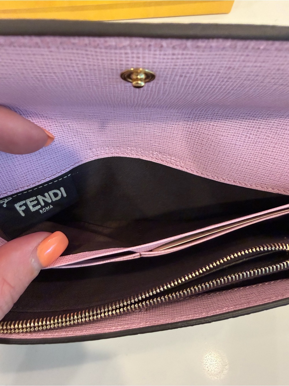 Fendi Simply Wallet- FF Zucca Canvas & Pink Leather Interior - Picture 10 of 11